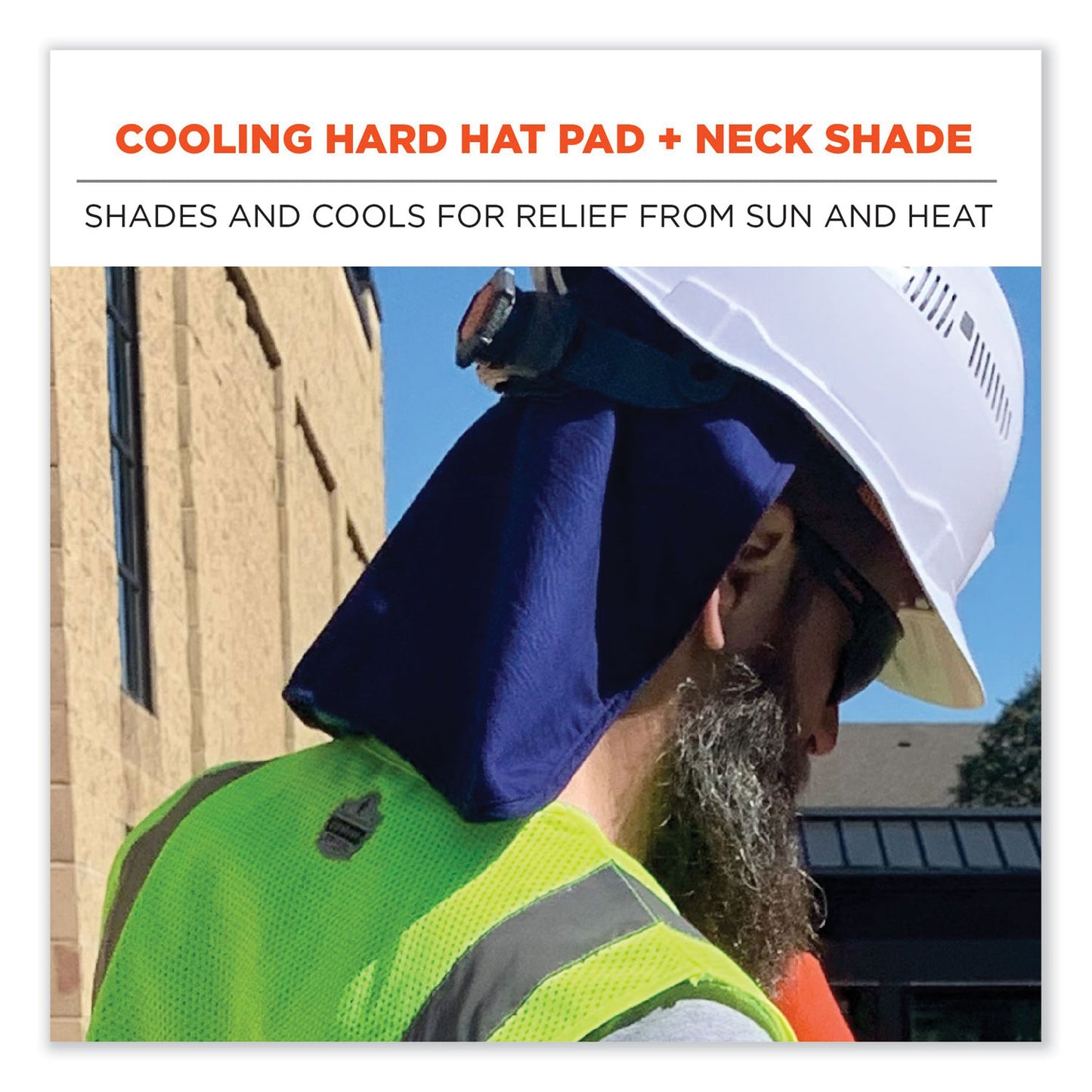 ergodyne Chill-Its 6717 Cooling Hard Hat Pad and Neck Shade - Polymers, 12.5 x 9.75, Blue (12336)