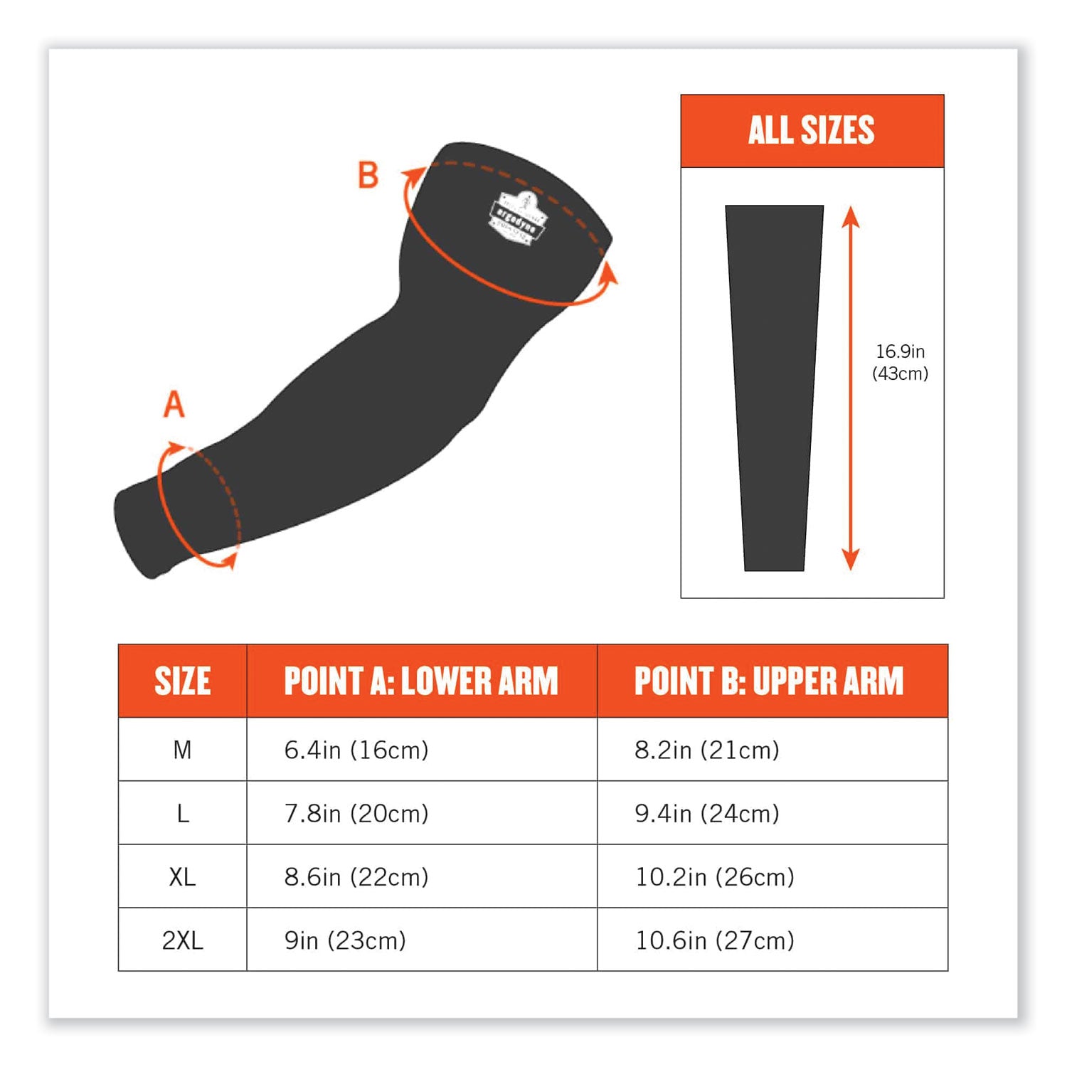 ergodyne Chill-Its 6690 Performance Knit Cooling Arm Sleeve, Polyester/Spandex, 2X-Large, Black, 2 Sleeves (12386)