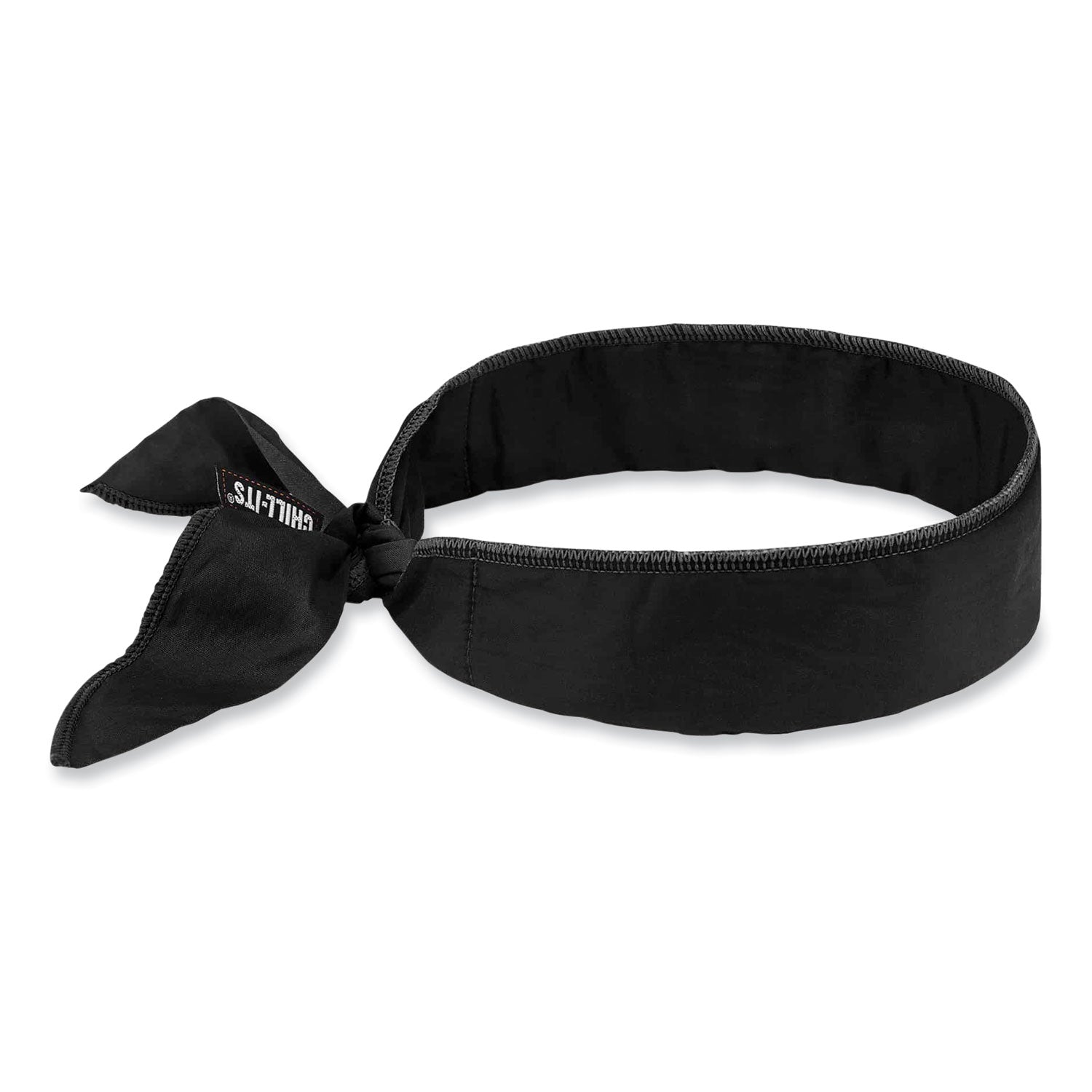 ergodyne Chill-Its 6702 Cooling Embedded Polymers Tie Bandana, One Size Fits Most, Black (12396)