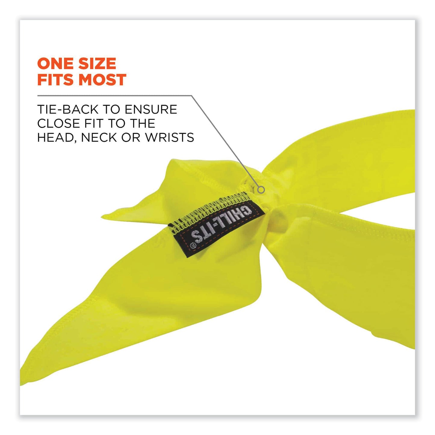 ergodyne Chill-Its 6702 Cooling Embedded Polymers Tie Bandana, One Size Fits Most, Lime (12397)