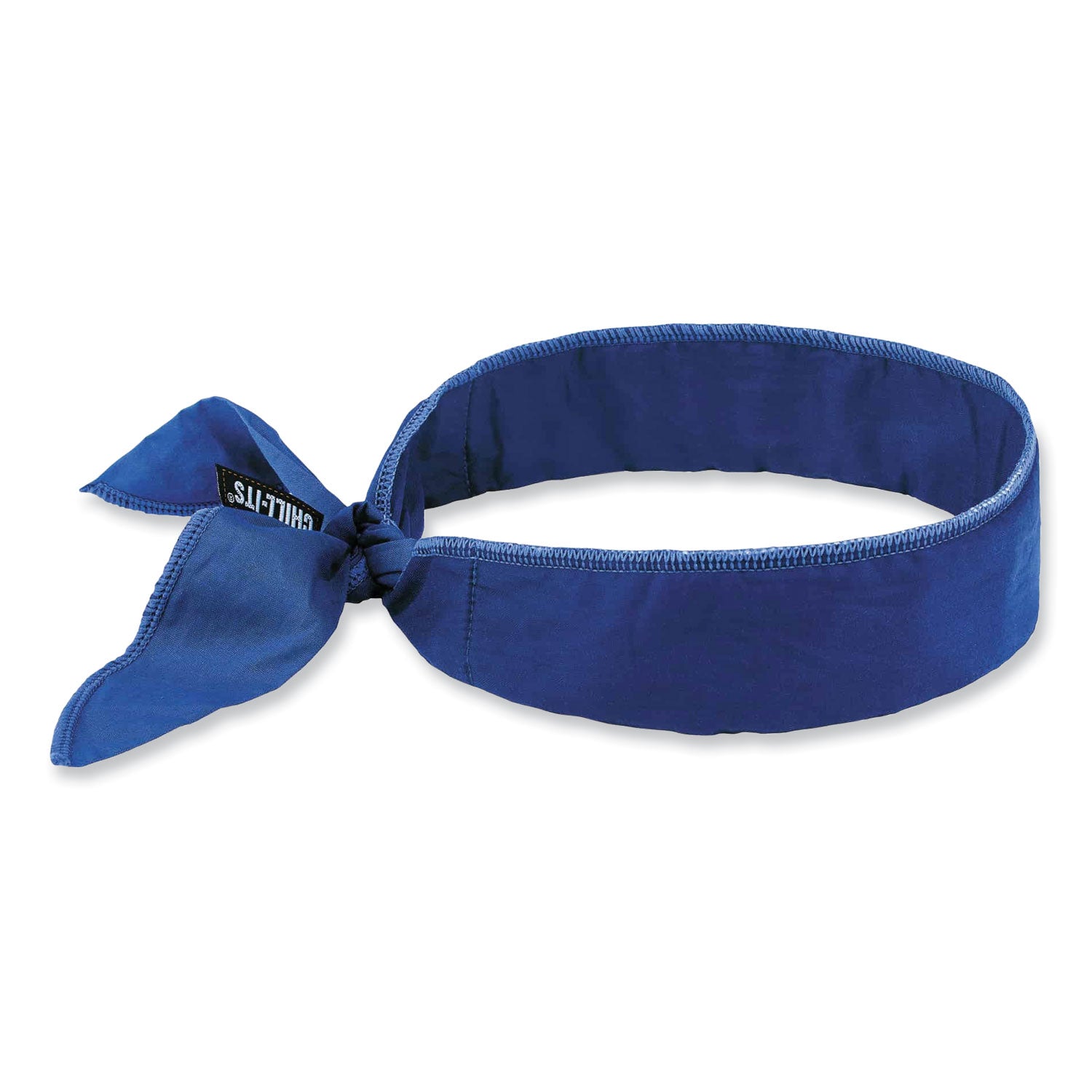 ergodyne Chill-Its 6702 Cooling Embedded Polymers Tie Bandana, One Size Fits Most, Solid Blue (12399)