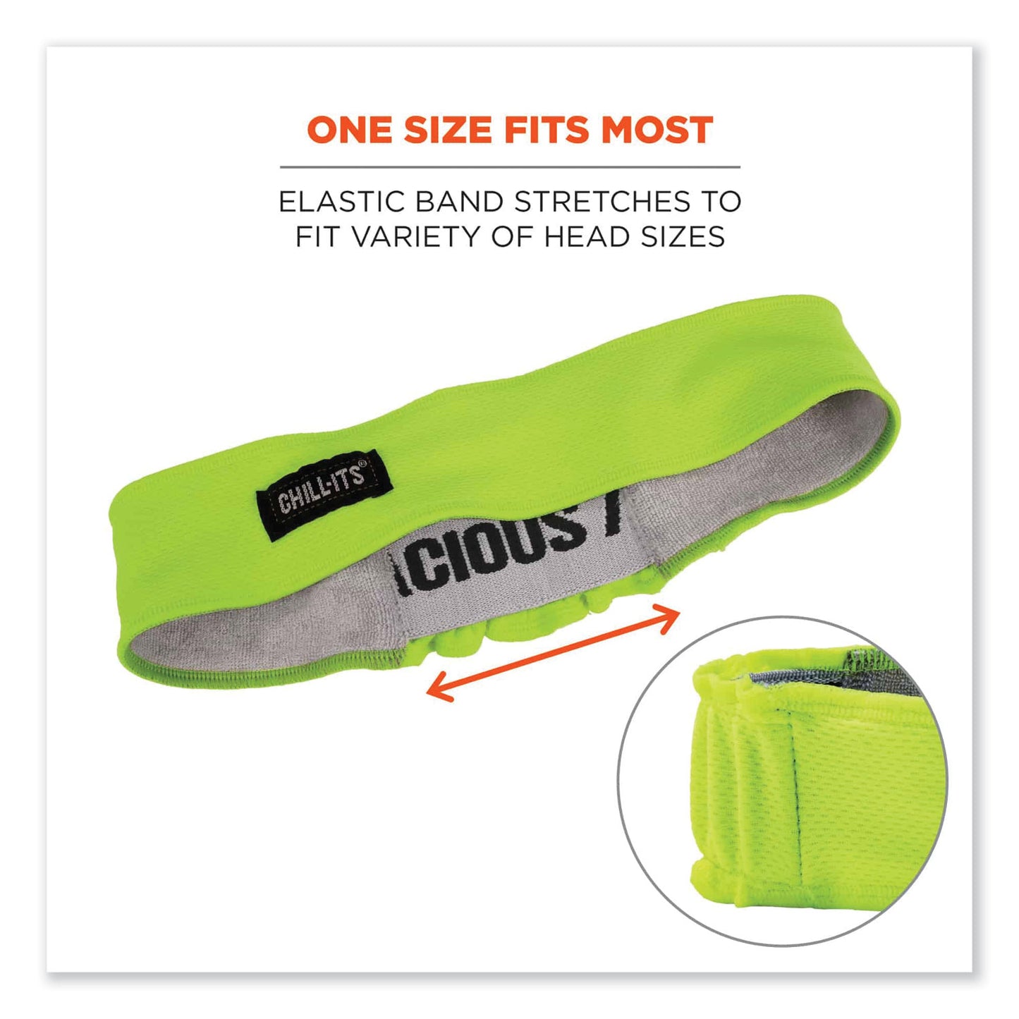 ergodyne Chill-Its 6605 High-Performance Terry Cloth Sweatband, Cotton Terry Cloth, One Size Fits Most, Lime (12431)