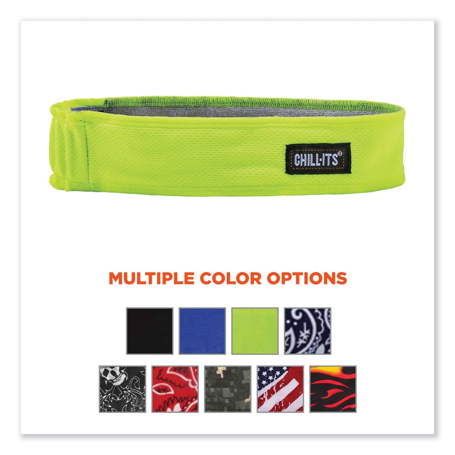 ergodyne Chill-Its 6605 High-Performance Terry Cloth Sweatband, Cotton Terry Cloth, One Size Fits Most, Lime (12431)