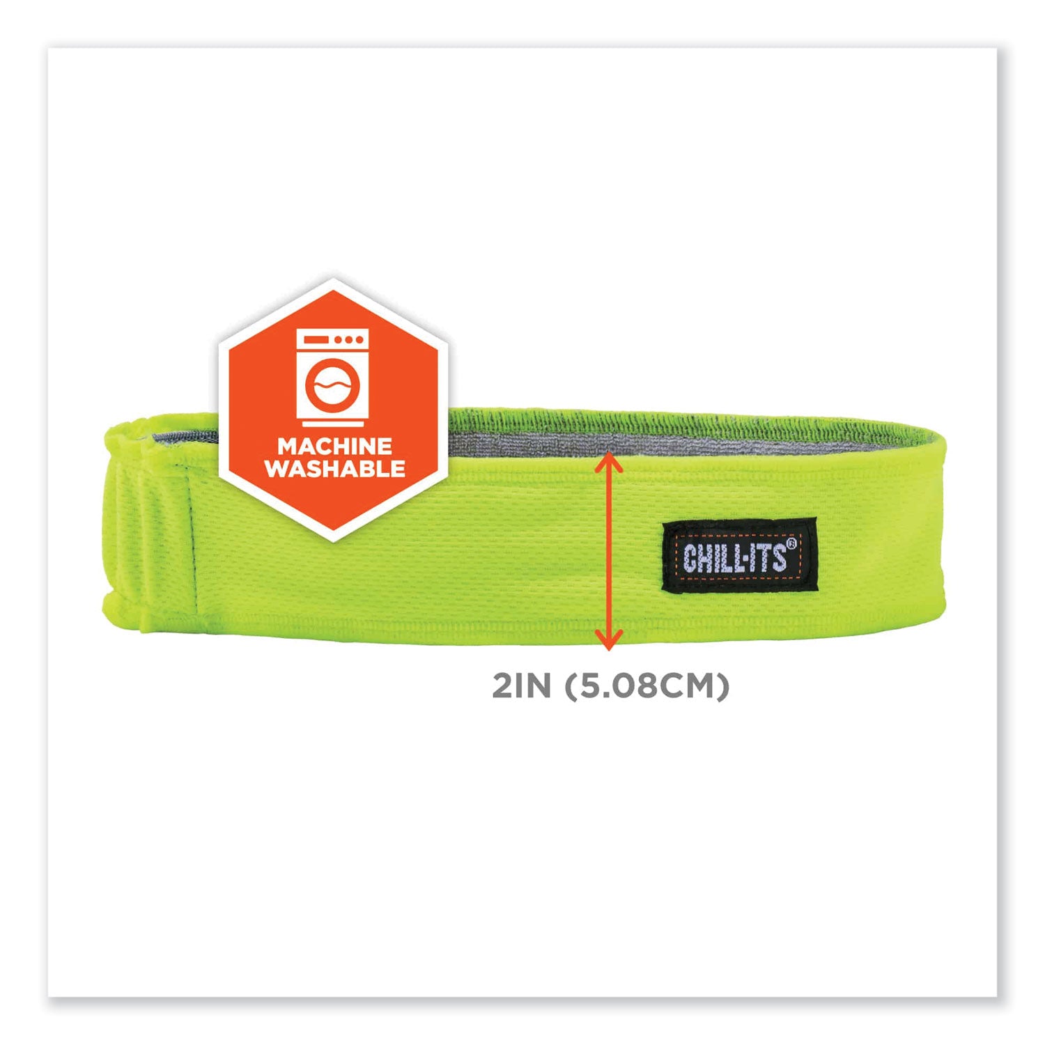 ergodyne Chill-Its 6605 High-Performance Terry Cloth Sweatband, Cotton Terry Cloth, One Size Fits Most, Lime (12431)