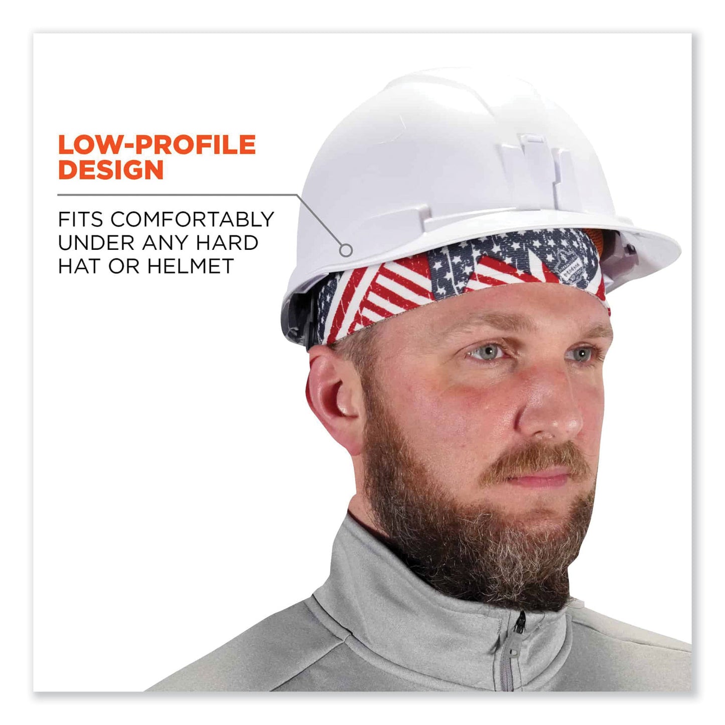 ergodyne Chill-Its 6630 High-Performance Terry Cloth Skull Cap, Polyester, One Size Fits Most, Stars and Stripes (12506)