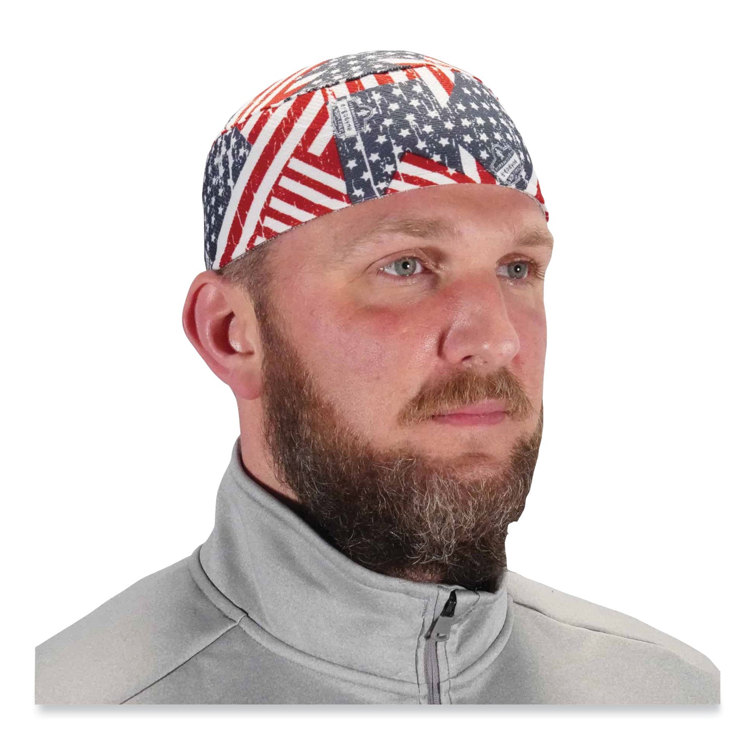 ergodyne Chill-Its 6630 High-Performance Terry Cloth Skull Cap, Polyester, One Size Fits Most, Stars and Stripes (12506)