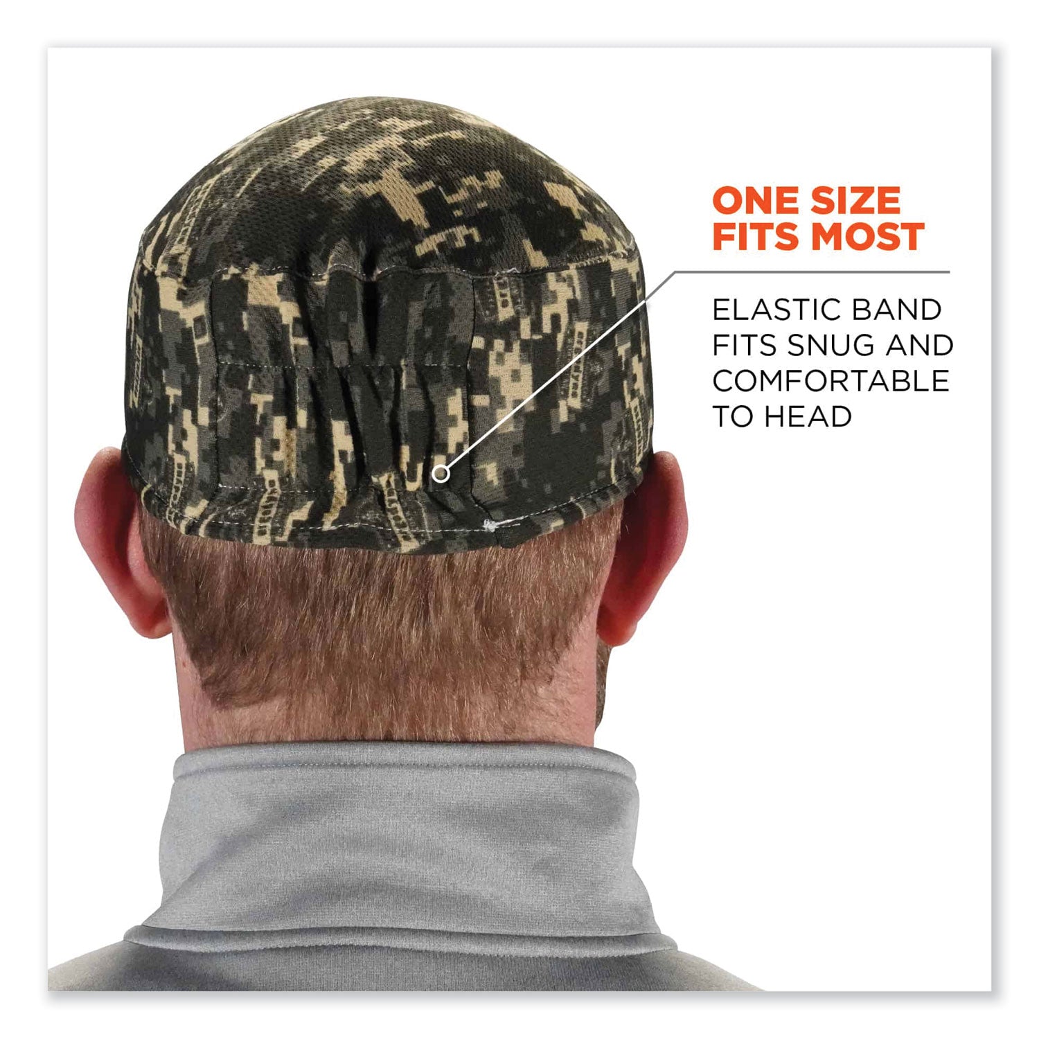 ergodyne Chill-Its 6630 High-Performance Terry Cloth Skull Cap, Polyester, One Size Fits Most, Camo (12507)