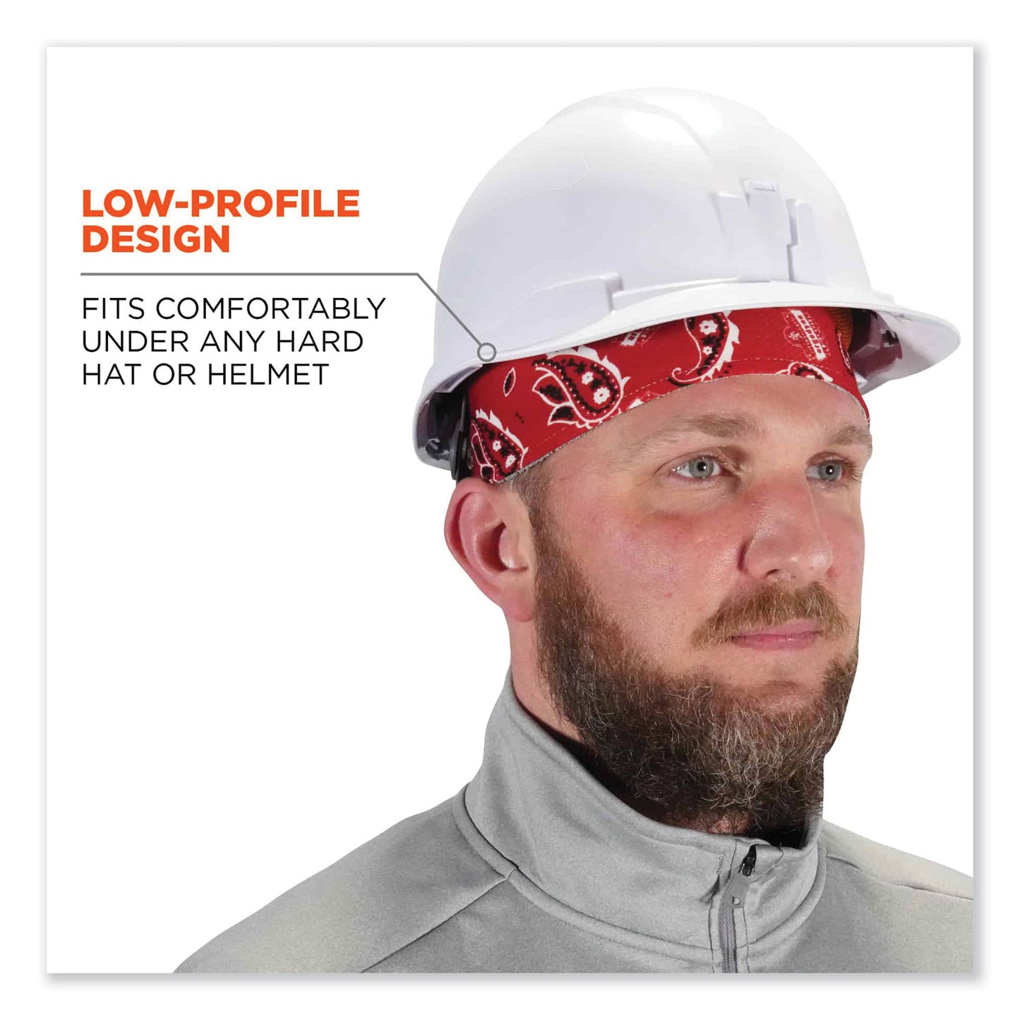 ergodyne Chill-Its 6630 High-Performance Terry Cloth Skull Cap, Polyester, One Size Fits Most, Red Western (12508)