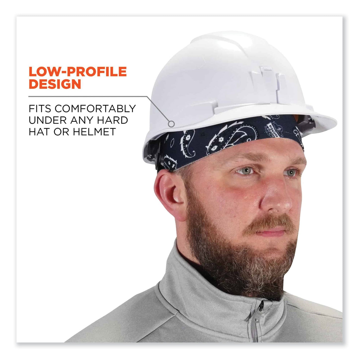 ergodyne Chill-Its 6630 High-Performance Terry Cloth Skull Cap, Polyester, One Size Fit Most, Navy Western (12509)