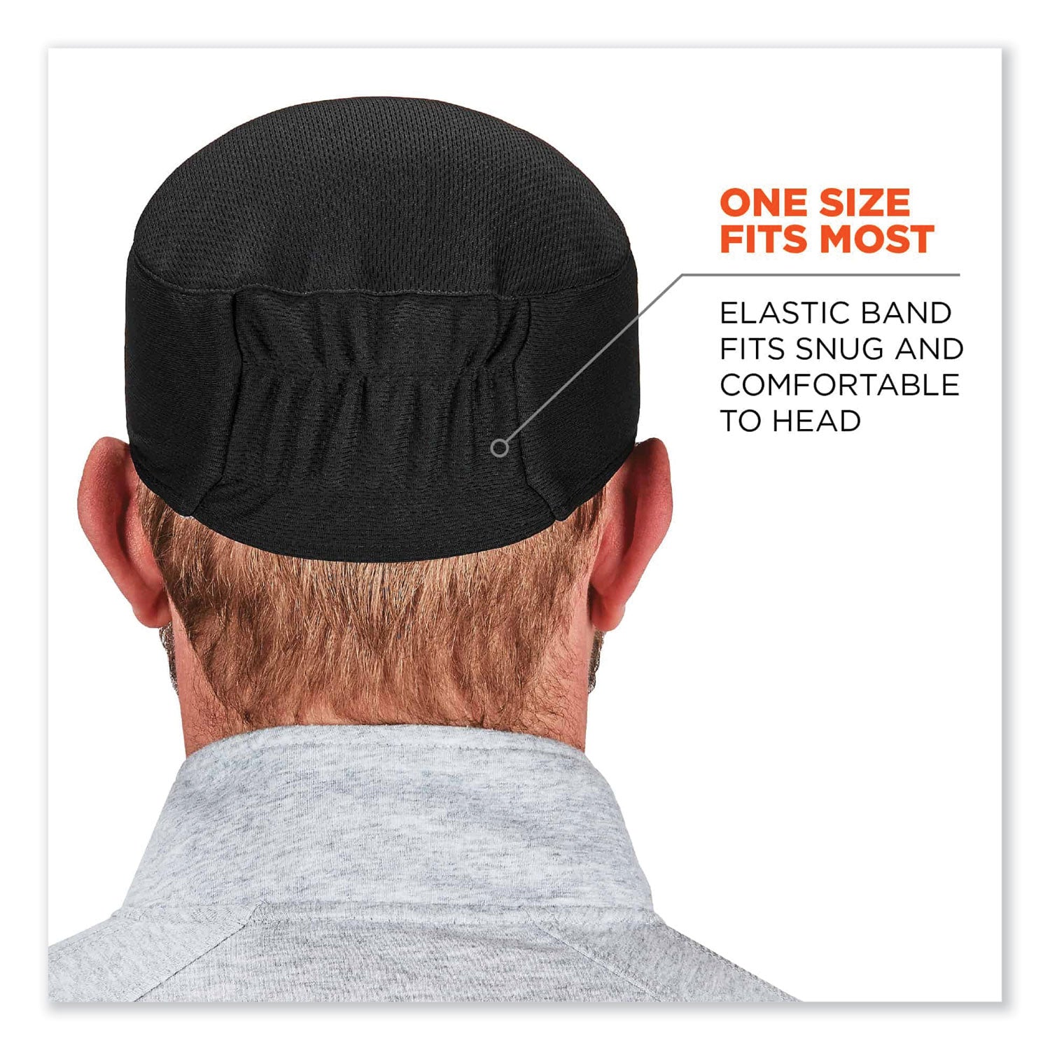 ergodyne Chill-Its 6630 High-Performance Terry Cloth Skull Cap, Polyester, One Size Fits Most, Black (12516)