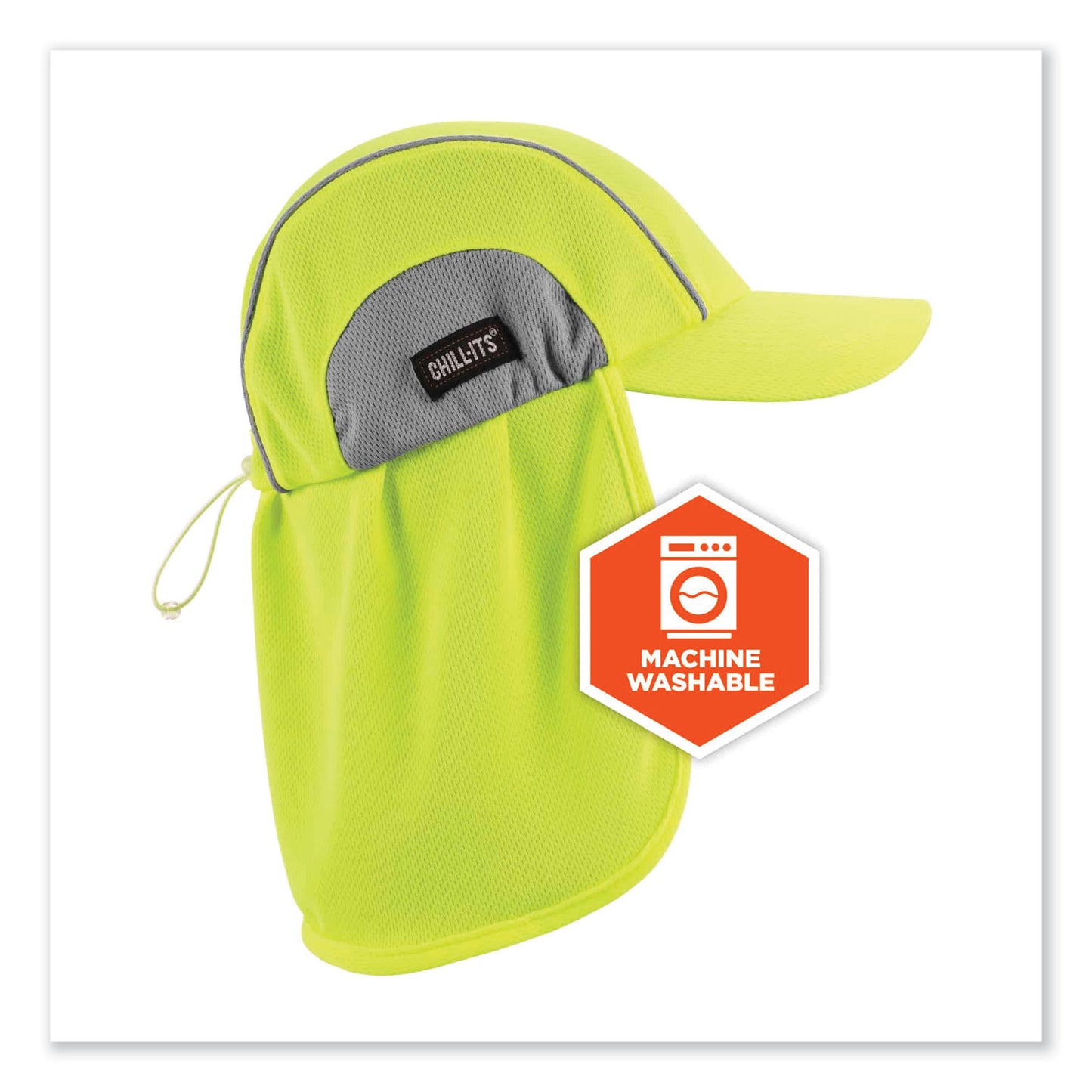 ergodyne Chill-Its 6650 High-Performance Hat Plus Neck Shade, Polyester, One Size Fits Most, Lime (12520)