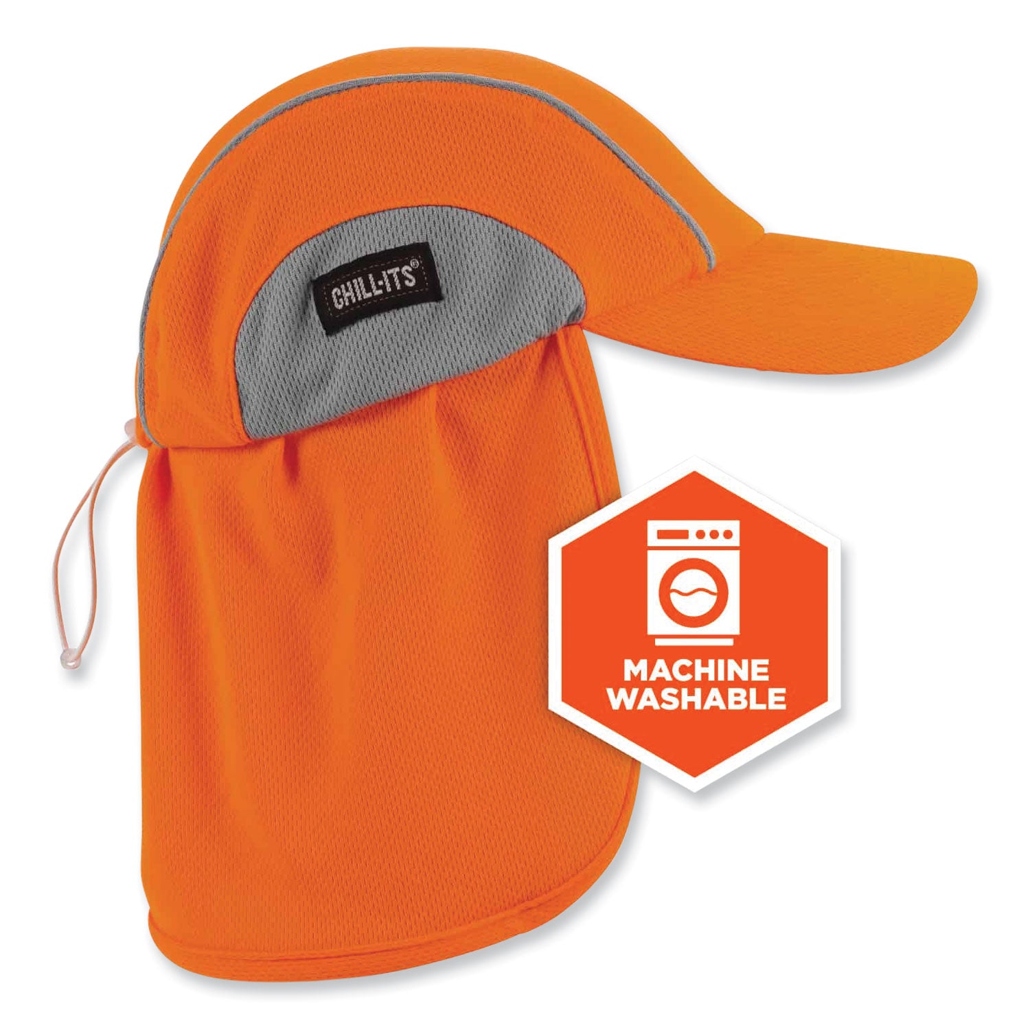 ergodyne Chill-Its 6650 High-Performance Hat Plus Neck Shade, Polyester, One Size Fits Most, Orange (12521)