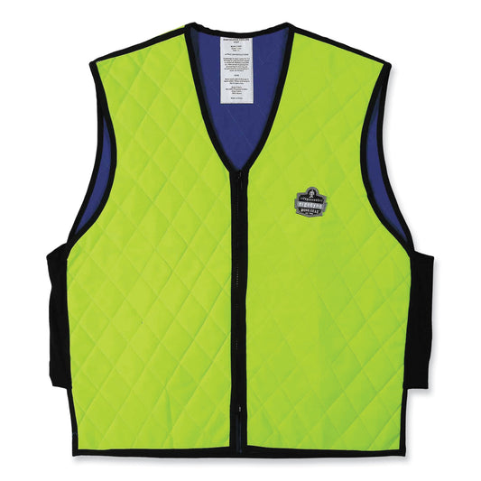 ergodyne Chill-Its 6665 Embedded Polymer Cooling Vest with Zipper, Nylon/Polymer, 3X-Large, Lime (12537)