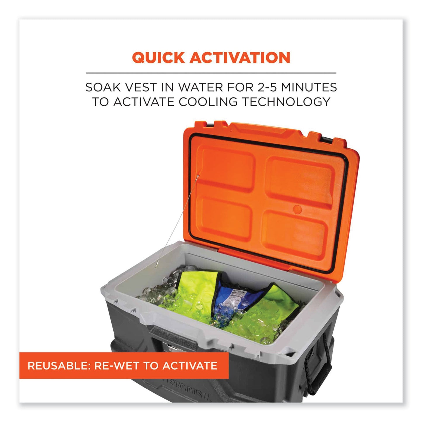 ergodyne Chill-Its 6665 Embedded Polymer Cooling Vest with Zipper, Nylon/Polymer, 3X-Large, Lime (12537)