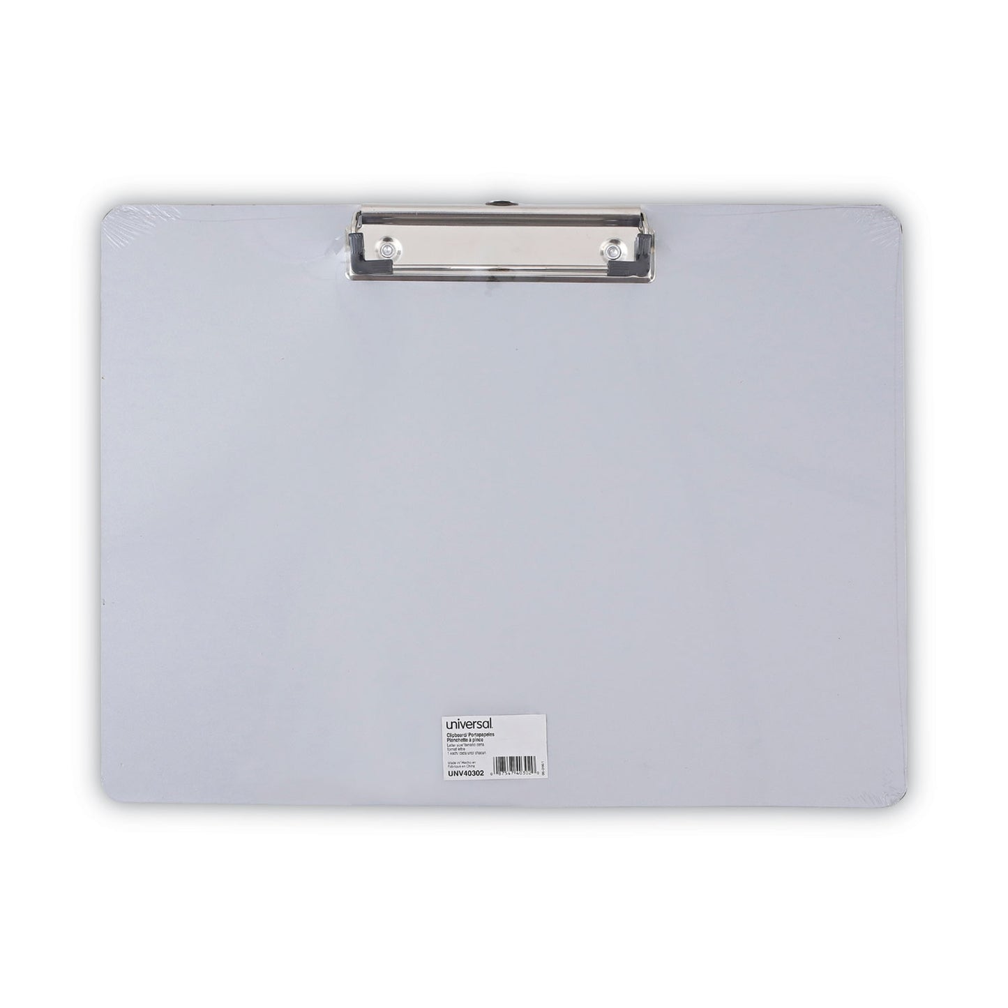 Universal Plastic Brushed Aluminum Clipboard, Landscape Orientation, 0.5" Clip Capacity, Holds 11 x 8.5 Sheets, Silver (40302)