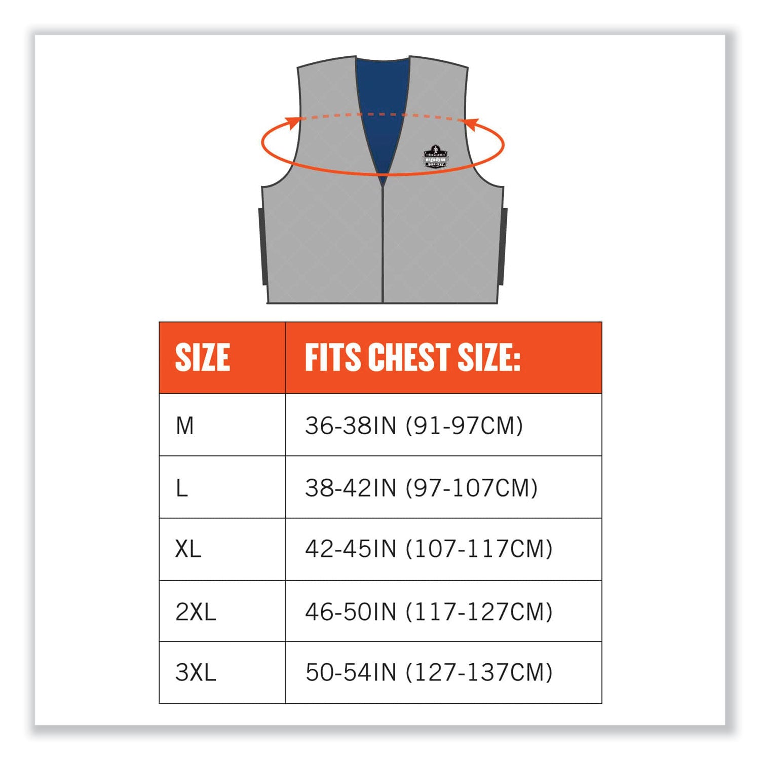 ergodyne Chill-Its 6665 Embedded Polymer Cooling Vest with Zipper, Nylon/Polymer, Medium, Gray (12543)