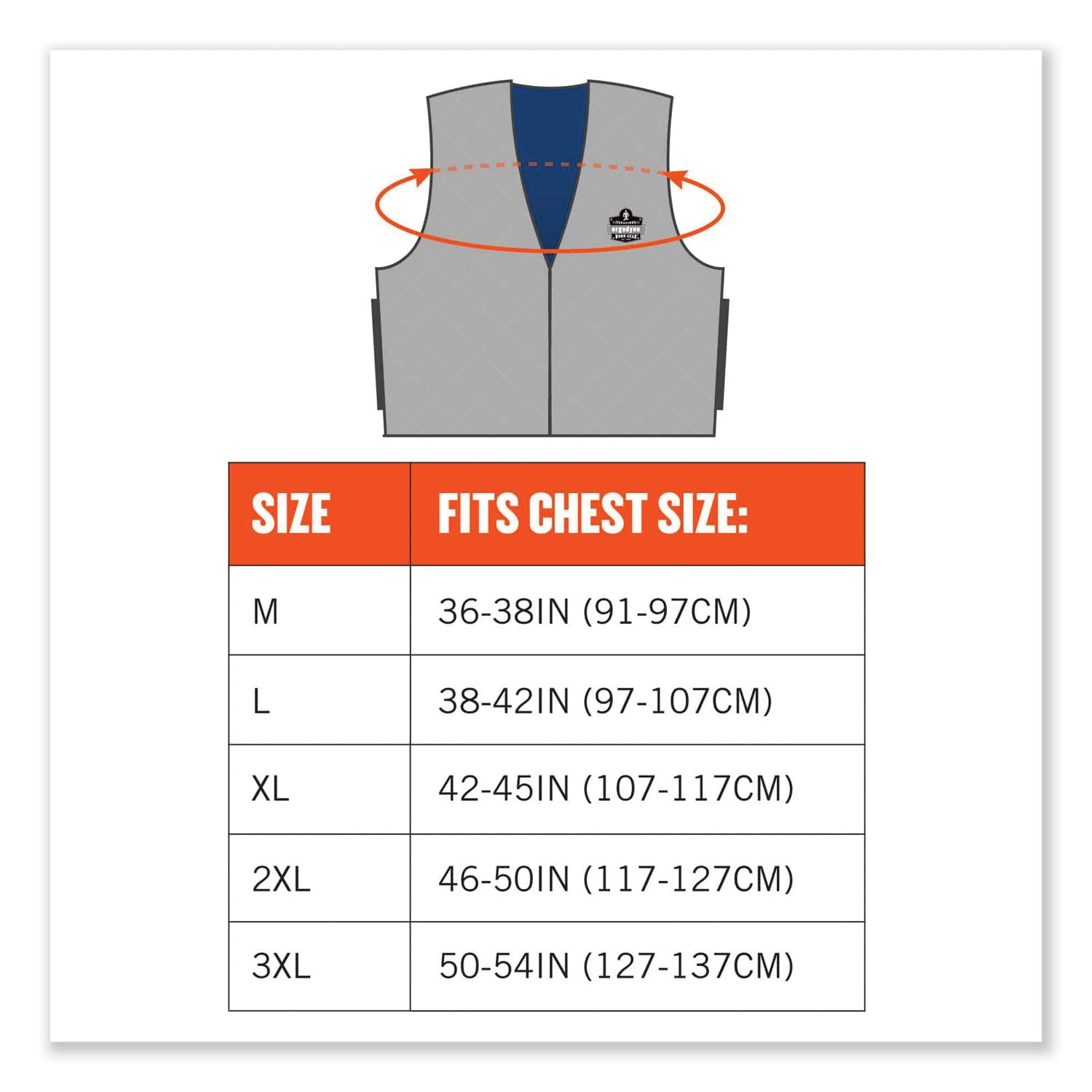 ergodyne Chill-Its 6665 Embedded Polymer Cooling Vest with Zipper, Nylon/Polymer, Large, Gray (12544)