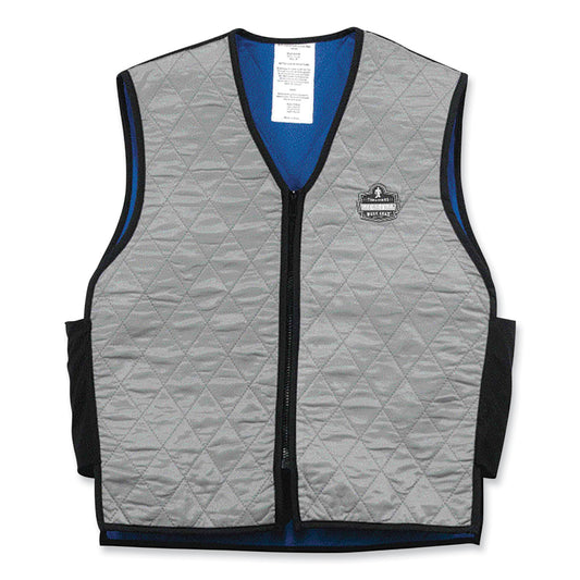 ergodyne Chill-Its 6665 Embedded Polymer Cooling Vest with Zipper, Nylon/Polymer, 3X-Large, Gray (12547)