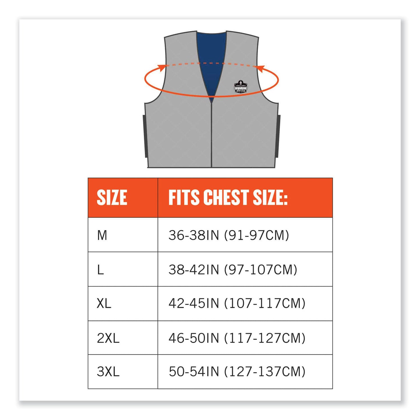 ergodyne Chill-Its 6665 Embedded Polymer Cooling Vest with Zipper, Nylon/Polymer, 3X-Large, Gray (12547)