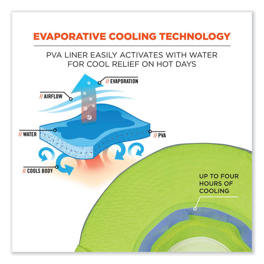ergodyne Chill-Its 8935CT Hi-Vis PVA Ranger Sun Hat, Small/Medium, Lime (12590)