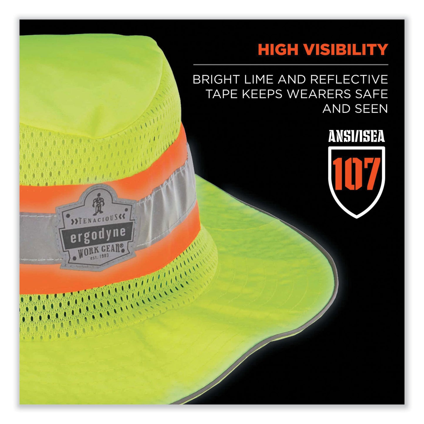 ergodyne Chill-Its 8935CT Hi-Vis PVA Ranger Sun Hat, Small/Medium, Lime (12590)