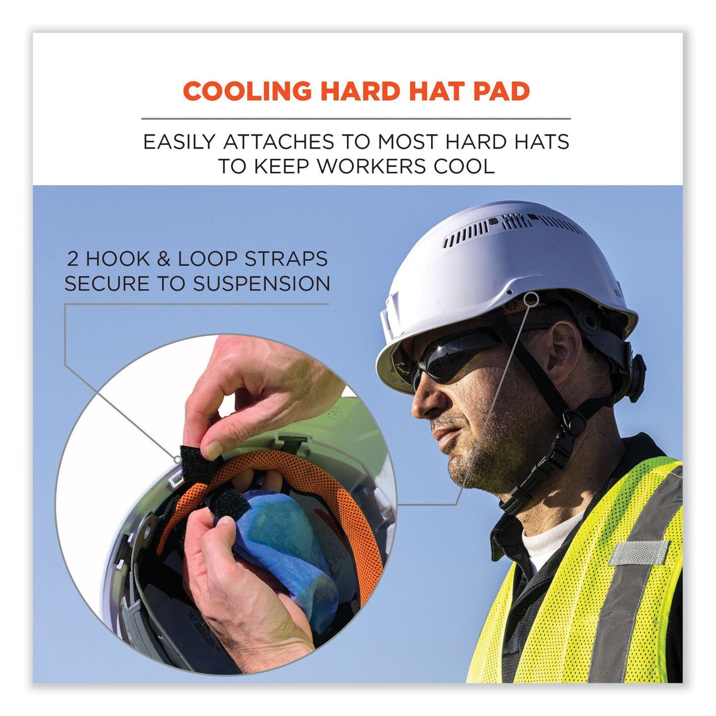 ergodyne Chill-Its 6715CT Hard Hat Cooling Pad - PVA, 7 x 6.5, Blue (12597)