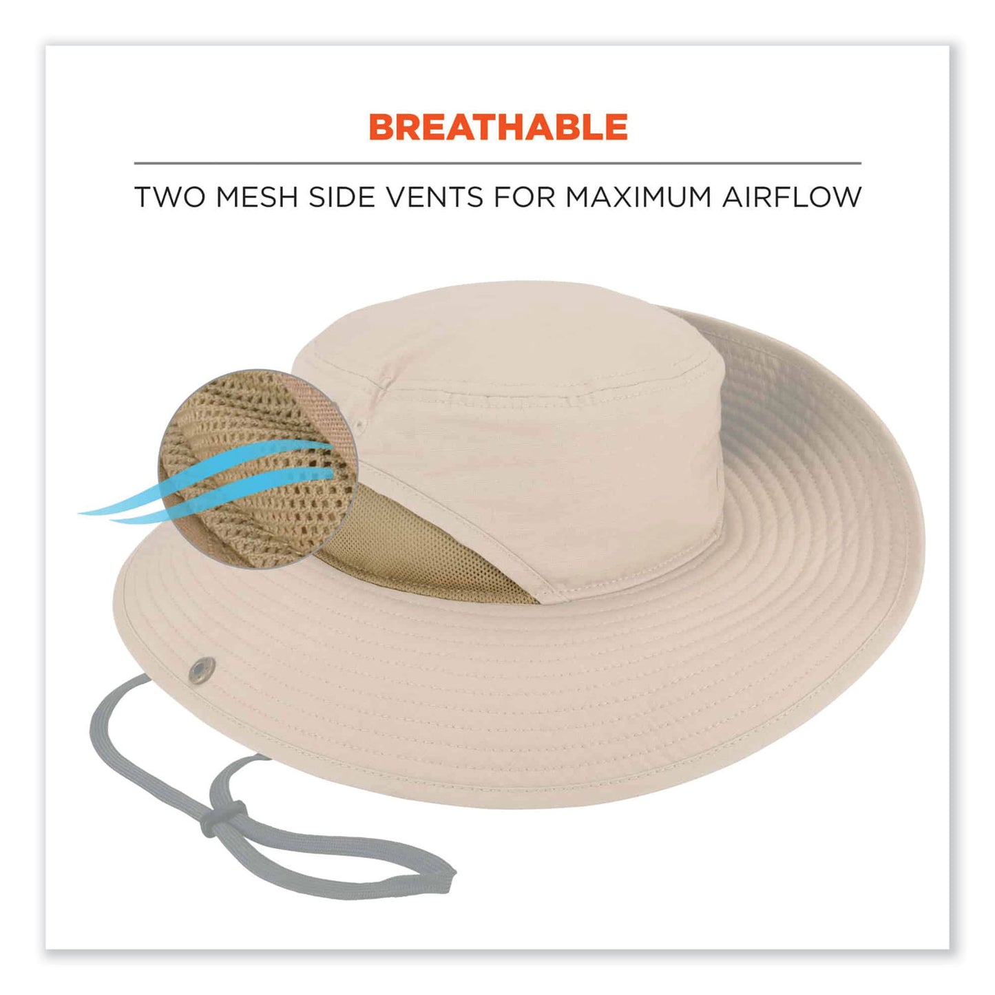 ergodyne Chill-Its 8936 Lightweight Mesh Paneling Ranger Hat, Small/Medium, Khaki (12598)