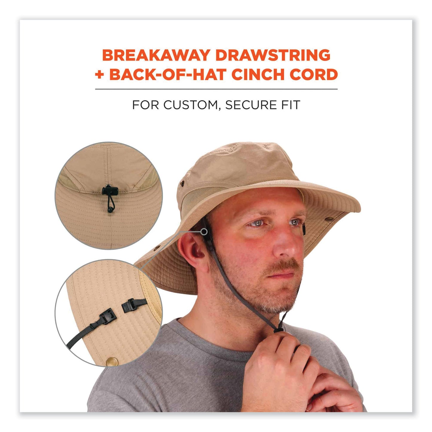 ergodyne Chill-Its 8936 Lightweight Mesh Paneling Ranger Hat, Small/Medium, Khaki (12598)