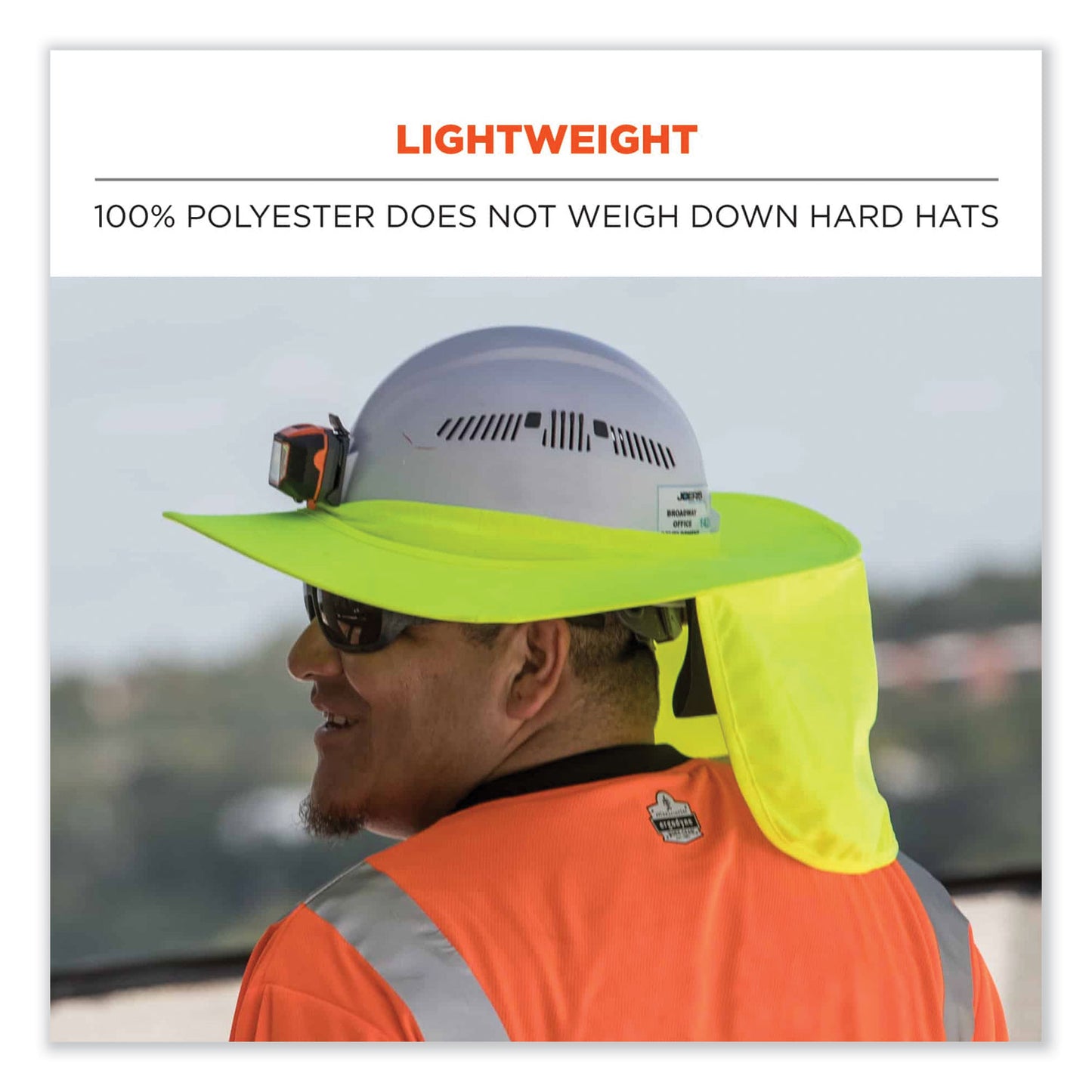 ergodyne Chill-Its 6660 Hard Hat Brim + Neck Shade, 19.5 x 9.75, Lime (12640)