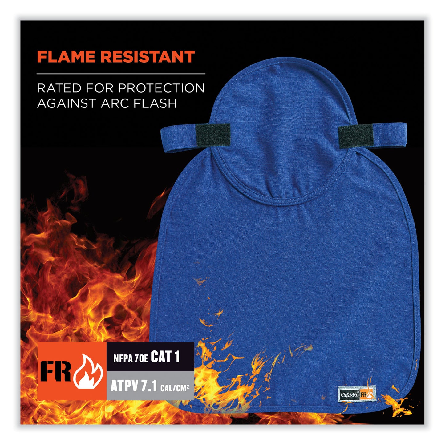 ergodyne Chill-Its 6717FR FR Cooling Hard Hat Pad and Neck Shade, 12.5 x 9.75, Blue (12657)