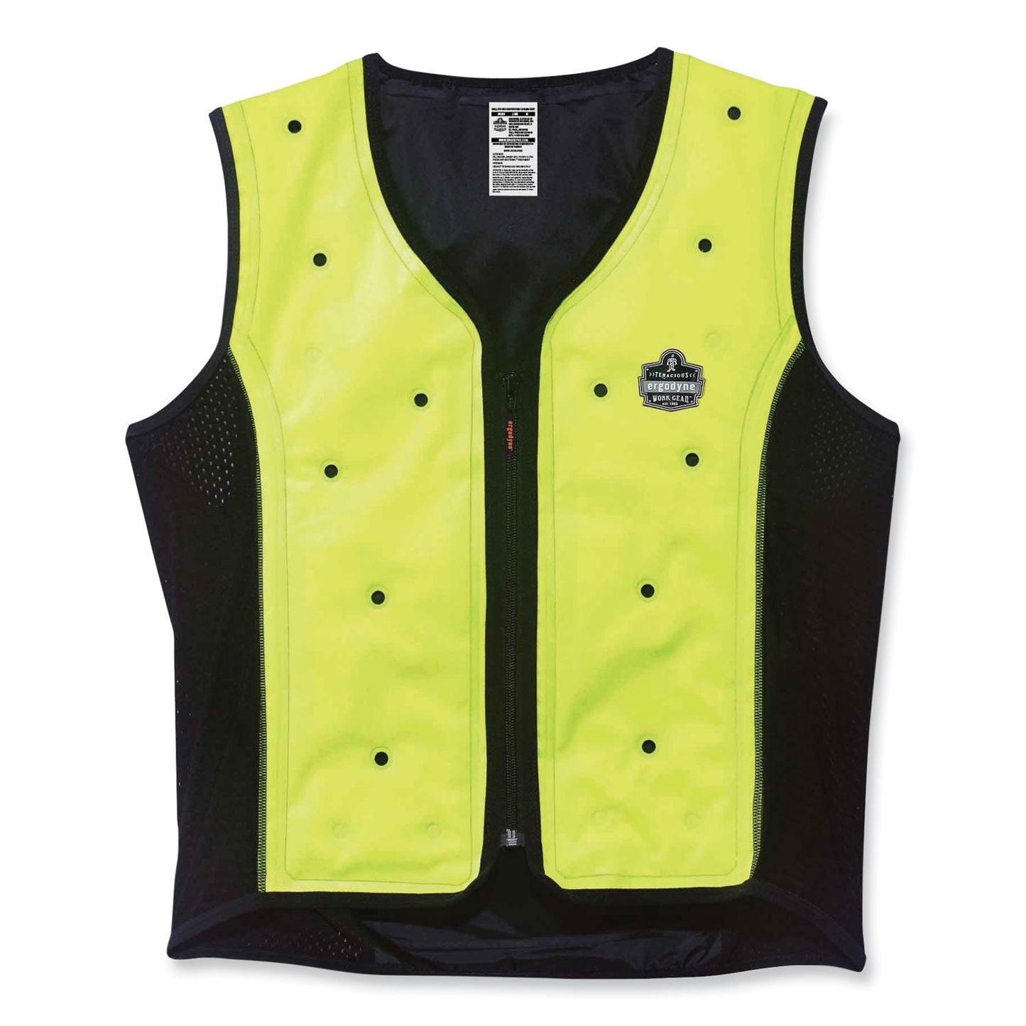 ergodyne Chill-Its 6685 Premium Dry Evaporative Cooling Vest with Zipper, Nylon, Large, Lime (12674)