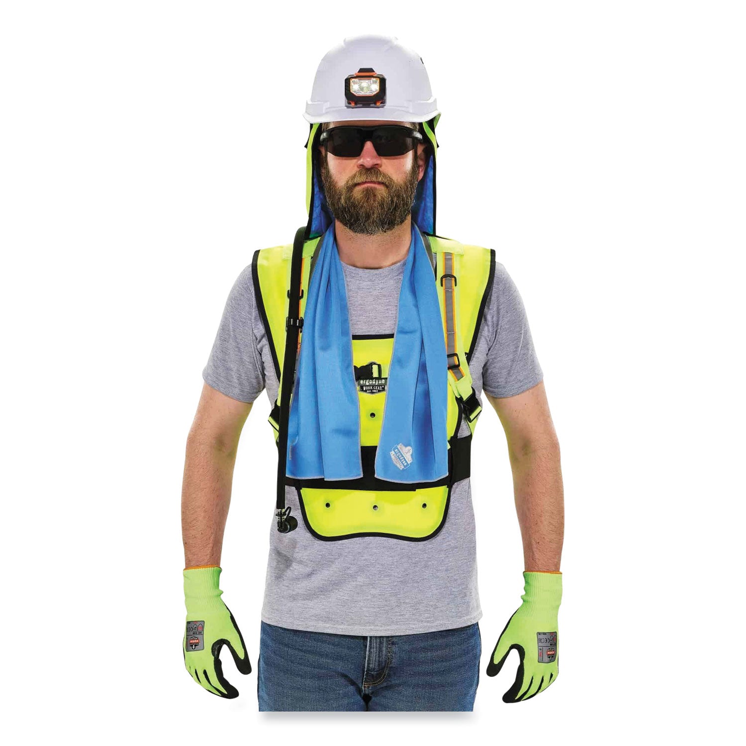 ergodyne Chill-Its 6687 Economy Dry Evaporative Cooling Elastic Waist Vest, Nylon, Large/X-Large, Lime (12685)