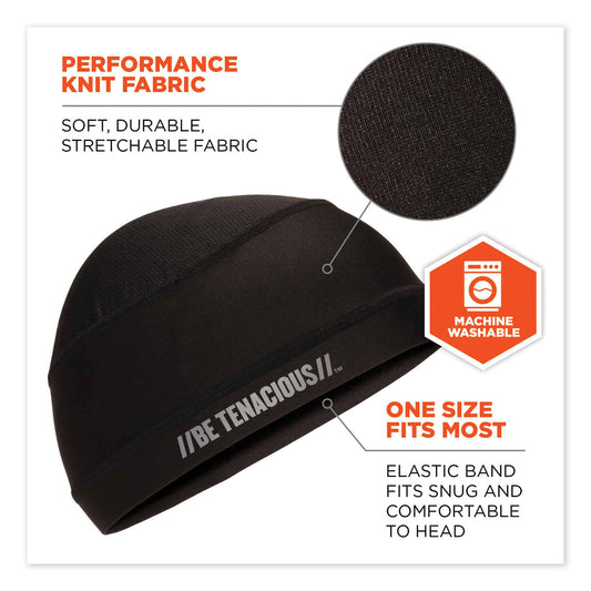 ergodyne Chill-Its 6632 Performance Knit Cooling Skull Cap, Polyester/Spandex, One Size Fits Most, Black (12686)