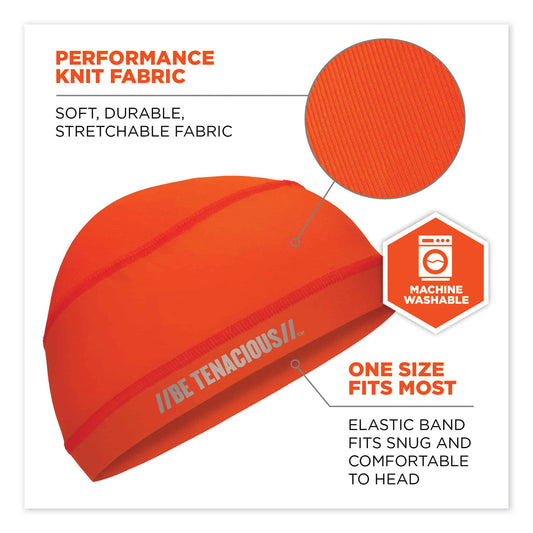 ergodyne Chill-Its 6632 Performance Knit Cooling Skull Cap, Polyester/Spandex, One Size Fits Most, Orange (12688)