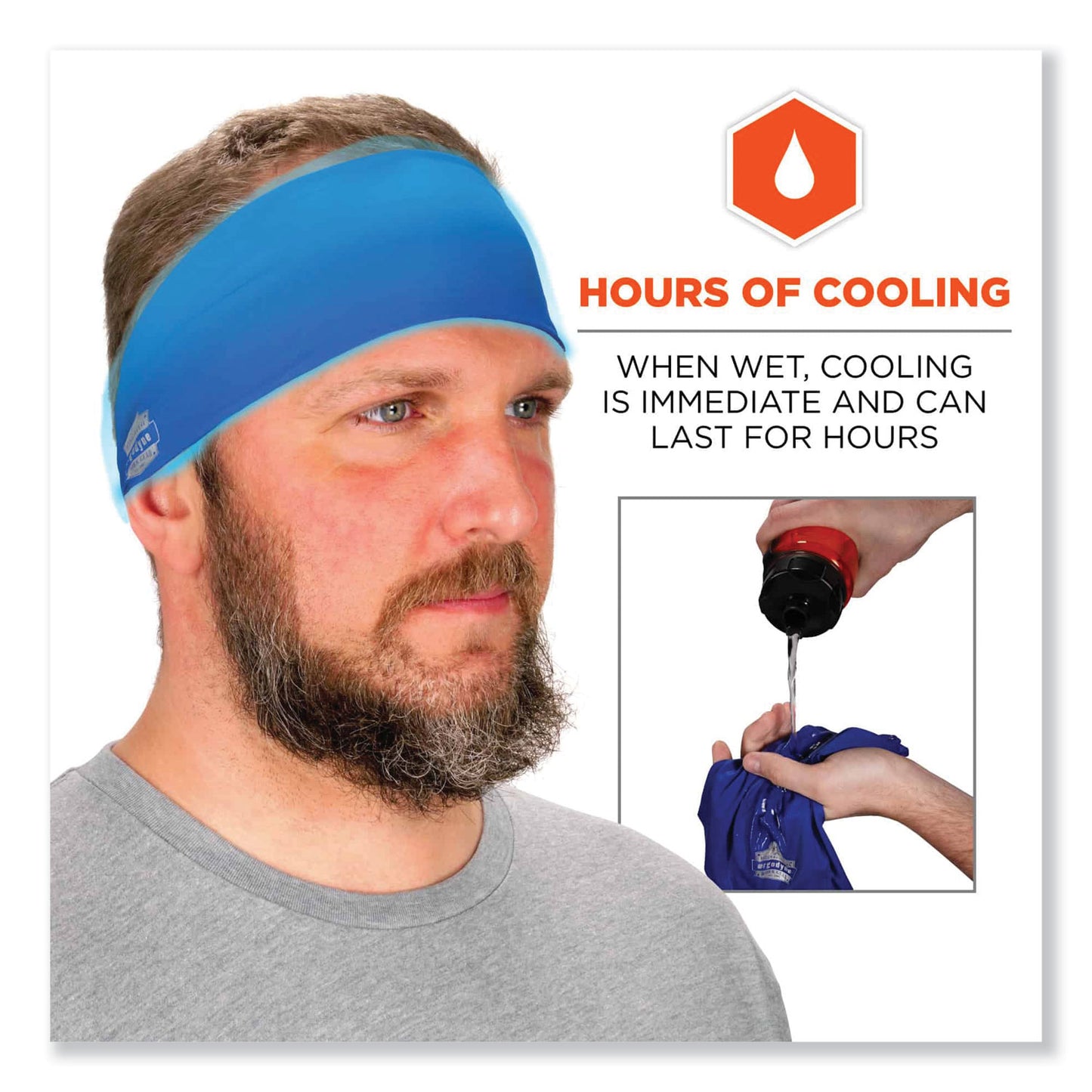 ergodyne Chill-Its 6634 Performance Knit Cooling Headband, Polyester/Spandex, One Size Fits Most, Blue (12701)