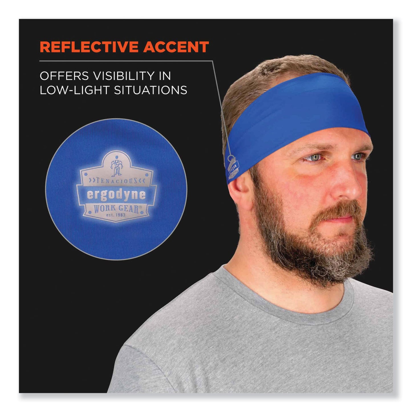 ergodyne Chill-Its 6634 Performance Knit Cooling Headband, Polyester/Spandex, One Size Fits Most, Blue (12701)