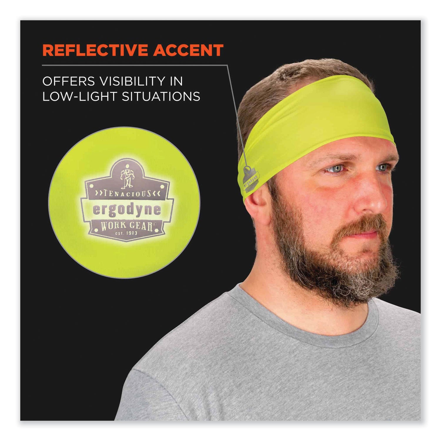 ergodyne Chill-Its 6634 Performance Knit Cooling Headband, Polyester/Spandex, One Size Fits Most, Lime (12703)