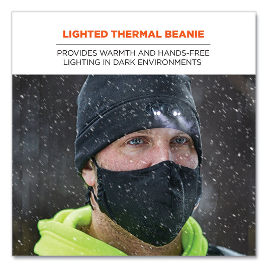 ergodyne N-Ferno 6804 Skull Cap Winter Hat with LED Lights, One Size Fits Mosts, Lime (16802)