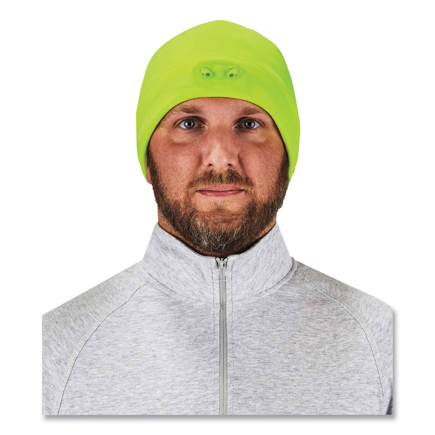 ergodyne N-Ferno 6804 Skull Cap Winter Hat with LED Lights, One Size Fits Mosts, Lime (16802)