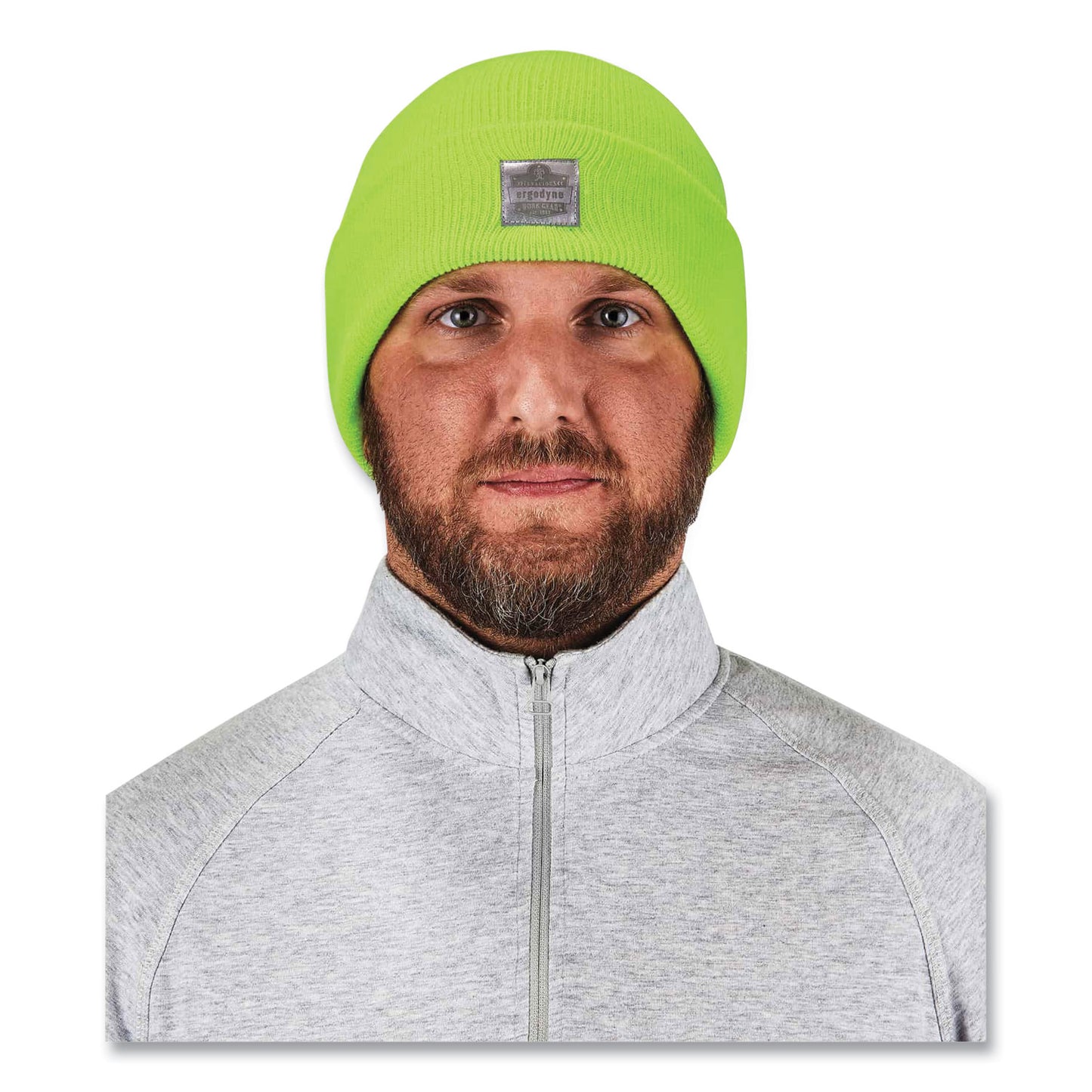 ergodyne N-Ferno 6806 Cuffed Rib Knit Winter Hat, One Size Fits Most, Lime (16806)