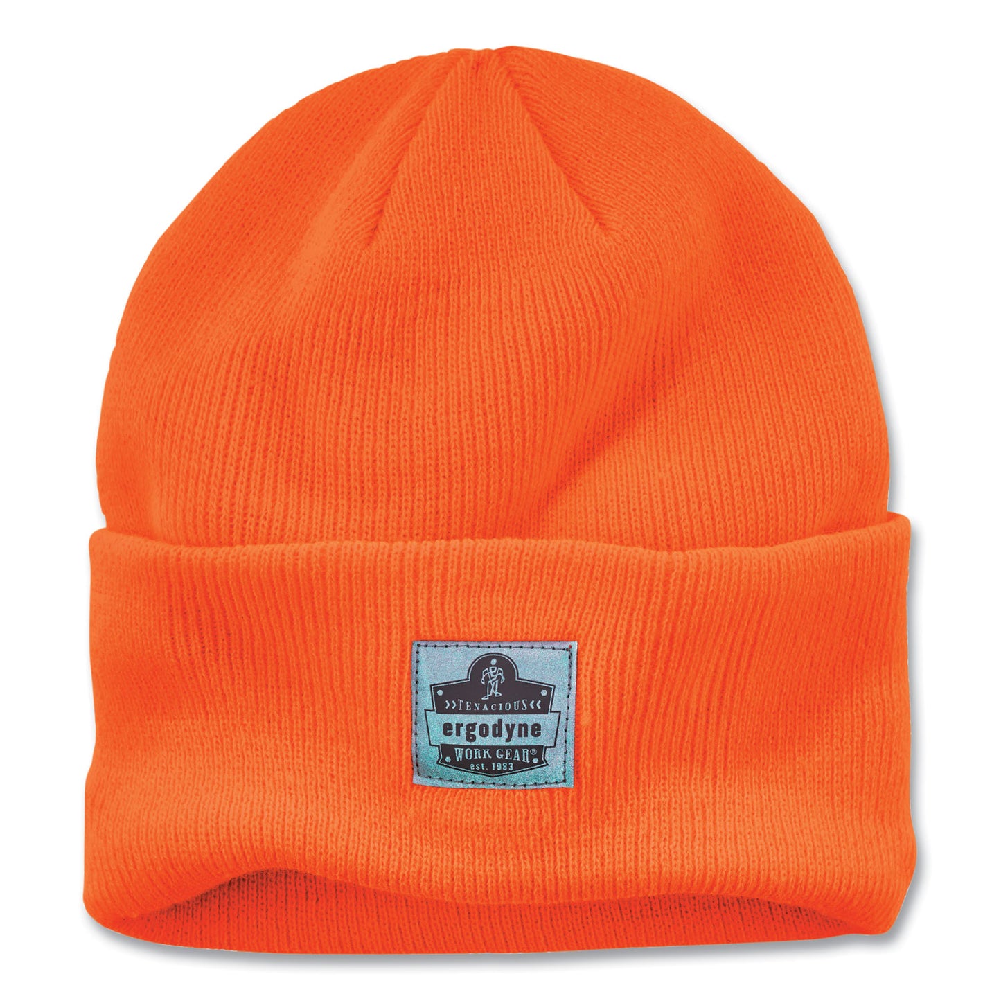 ergodyne N-Ferno 6806 Cuffed Rib Knit Winter Hat, One Size Fits Most, Orange (16807)