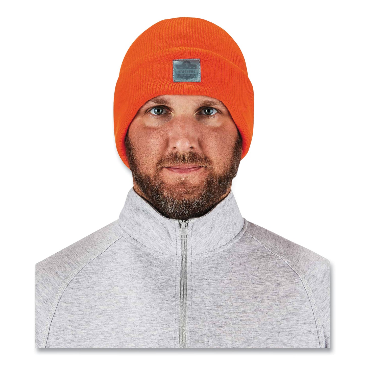 ergodyne N-Ferno 6806 Cuffed Rib Knit Winter Hat, One Size Fits Most, Orange (16807)