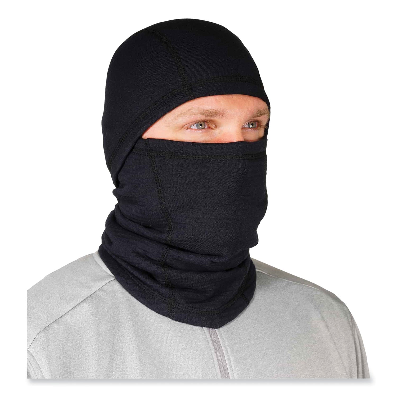 ergodyne N-Ferno 6847 FR Dual Compliant Balaclava Face Mask, Polartec FR Power Grid Fleece, One Size Fits Most, Black (16847)