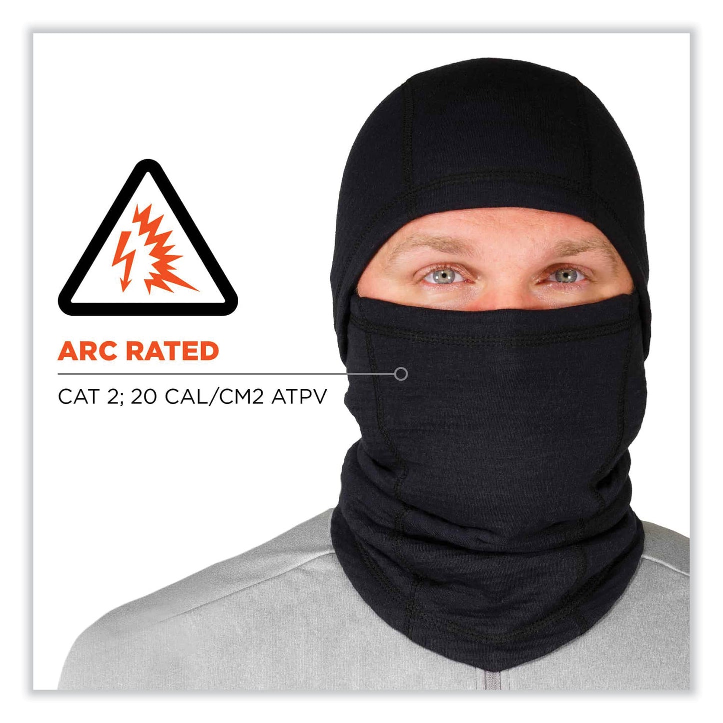 ergodyne N-Ferno 6847 FR Dual Compliant Balaclava Face Mask, Polartec FR Power Grid Fleece, One Size Fits Most, Black (16847)