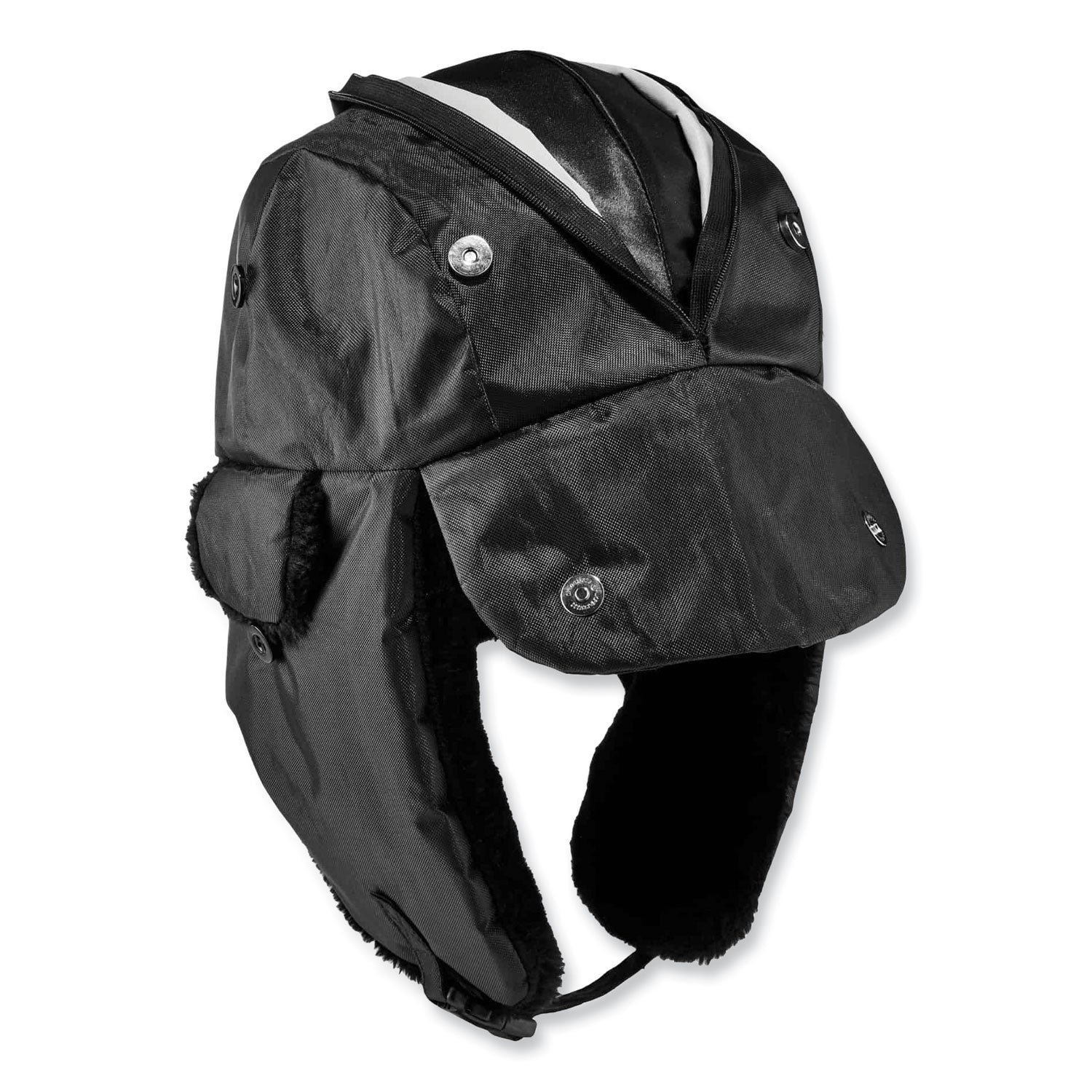 ergodyne N-Ferno 6802Z Zippered Trapper Hat, Small/Medium, Black (16857)