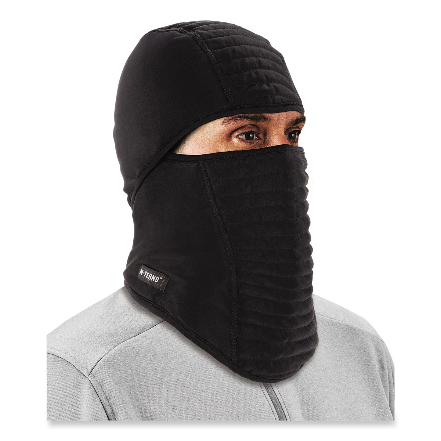 ergodyne N-Ferno 6955 Insulated 3-Layer Balaclava Face Mask, Polartec FR Power Grid Fleece/Polyester/Spandex, One Size, Black (16955)