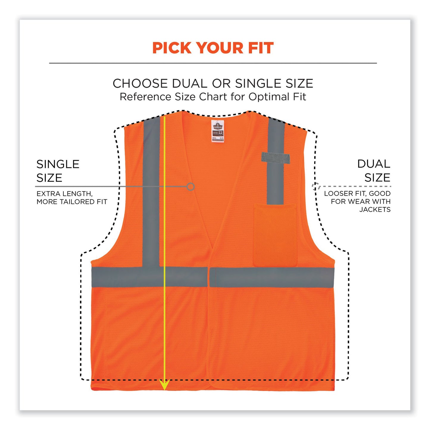 ergodyne GloWear 8210HL Class 2 Economy Mesh Hook and Loop Vest, Polyester, Small/Medium, Orange (21013)