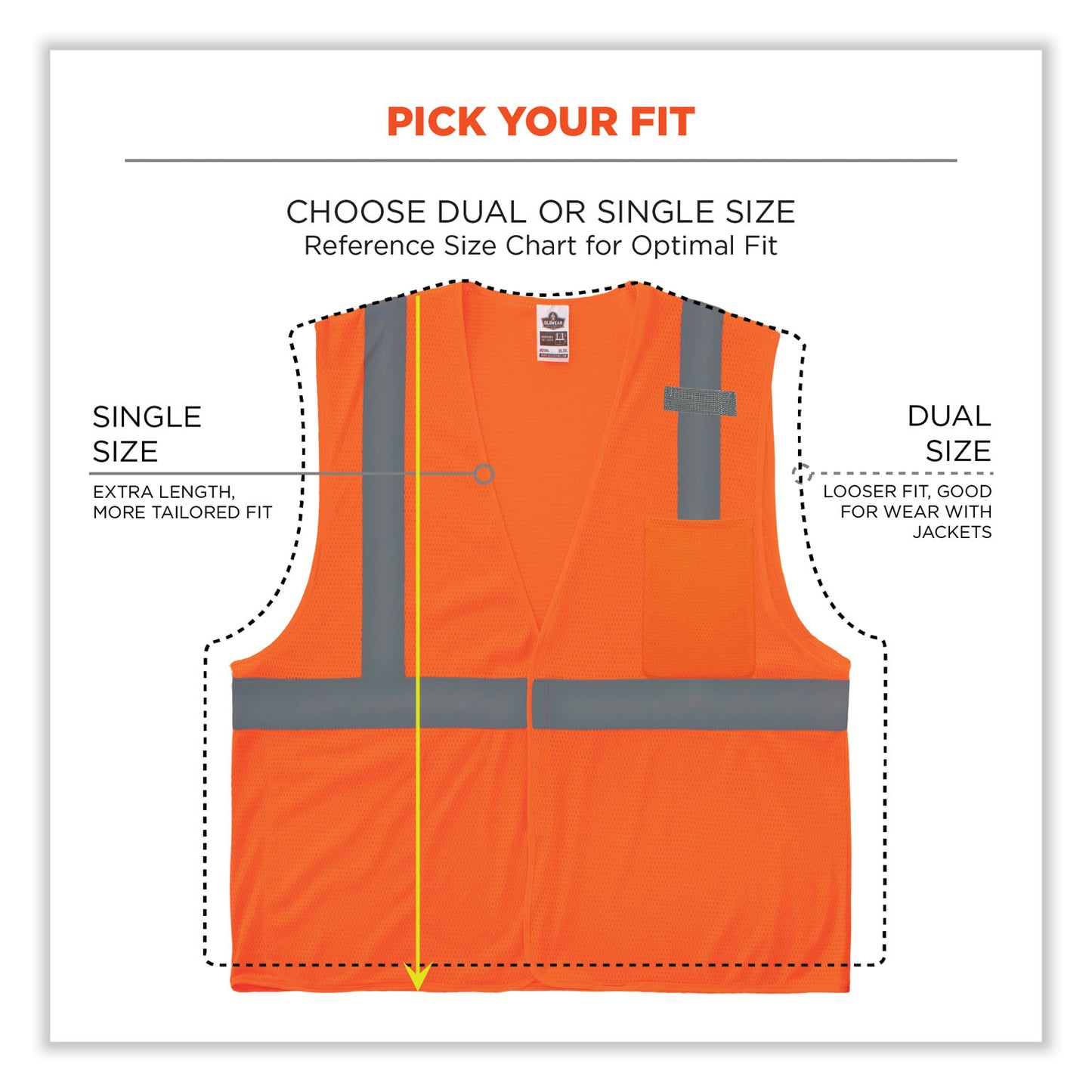 ergodyne GloWear 8210HL Class 2 Economy Mesh Hook and Loop Vest, Polyester, Large/X-Large, Orange (21015)