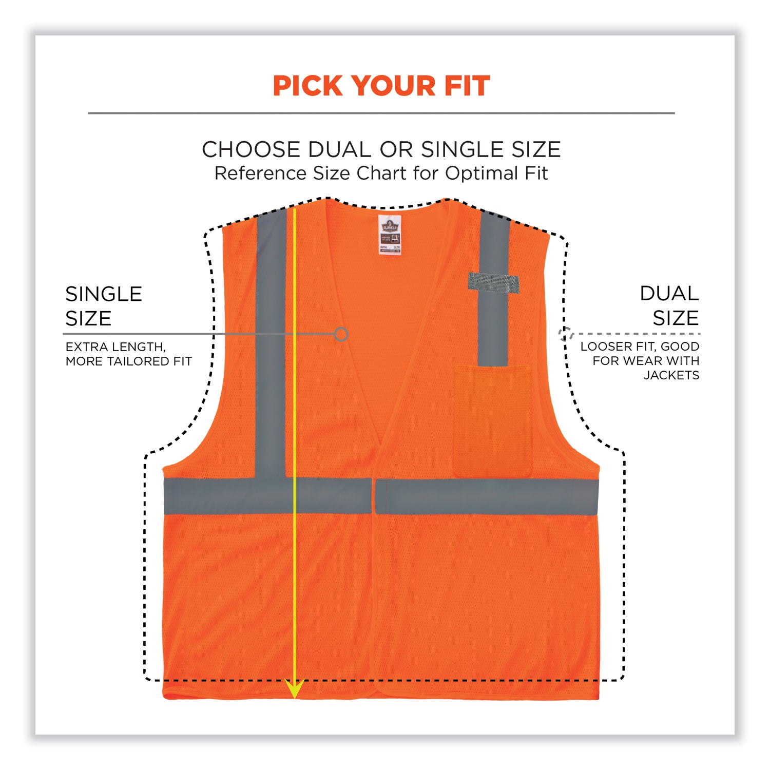 ergodyne GloWear 8210HL Class 2 Economy Mesh Hook and Loop Vest, Polyester, Large/X-Large, Orange (21015)