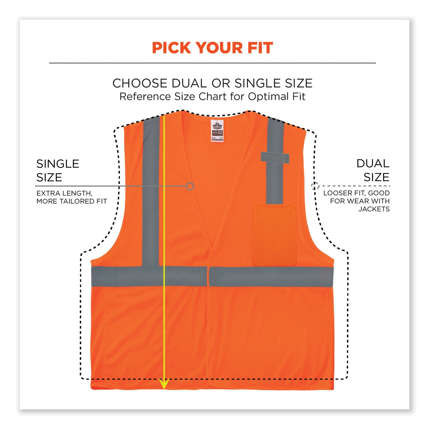 ergodyne GloWear 8210HL Class 2 Economy Mesh Hook and Loop Vest, Polyester, 2X-Large/3X-Large, Orange (21017)